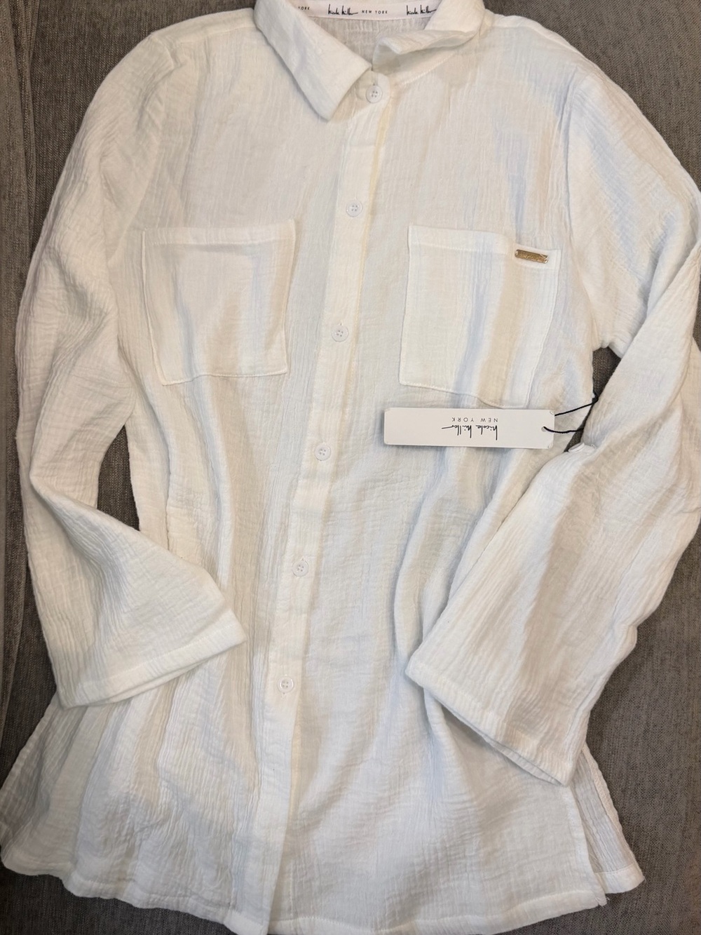 Nicole Miller White Button-Front Swim Coverup